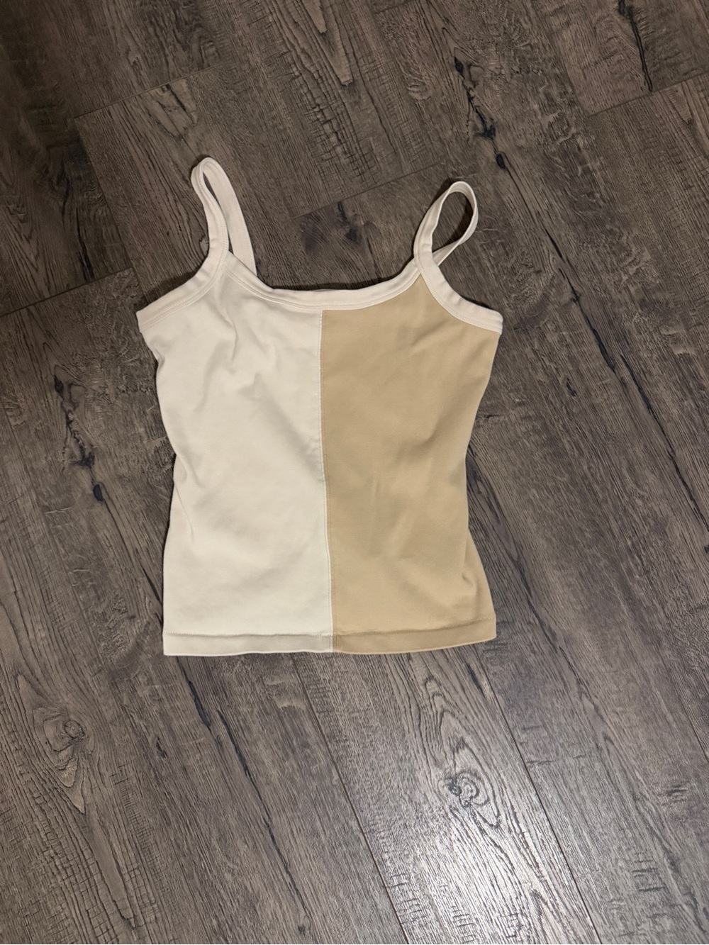Madewell Two-Tone Cream & Tan Colorblock Spaghetti Strap Tank